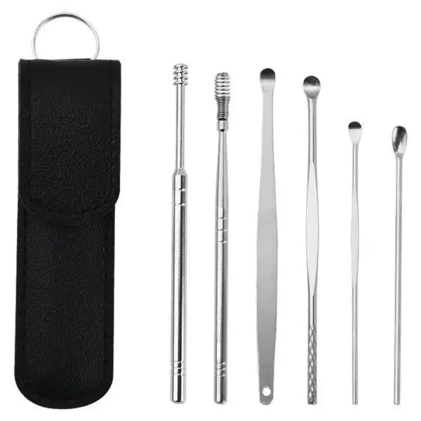 Ear Cleaning Device Kit Including Spiral Spring Earpicks and Small Scoop for Complete Removal