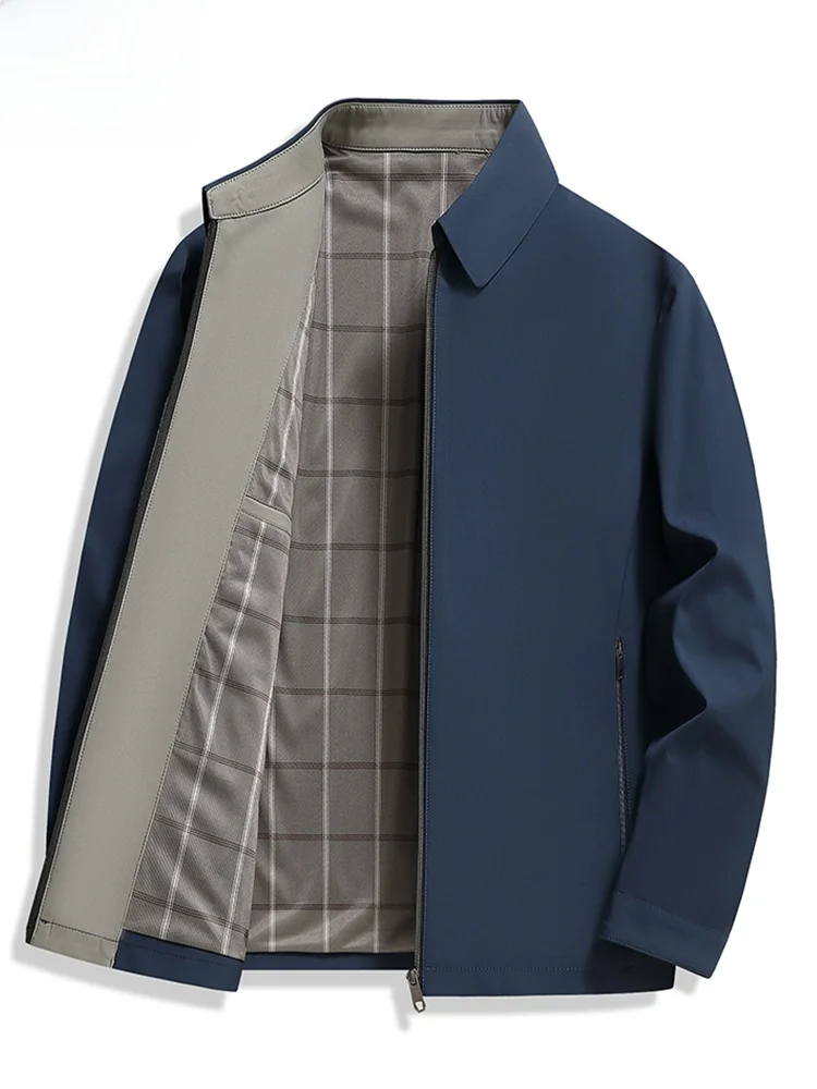 

Busin Casual Midlife Men's Jaet Top Spring New Sle Woodpeer Dad's Outfit Long Sve Zipper Closure Polyester