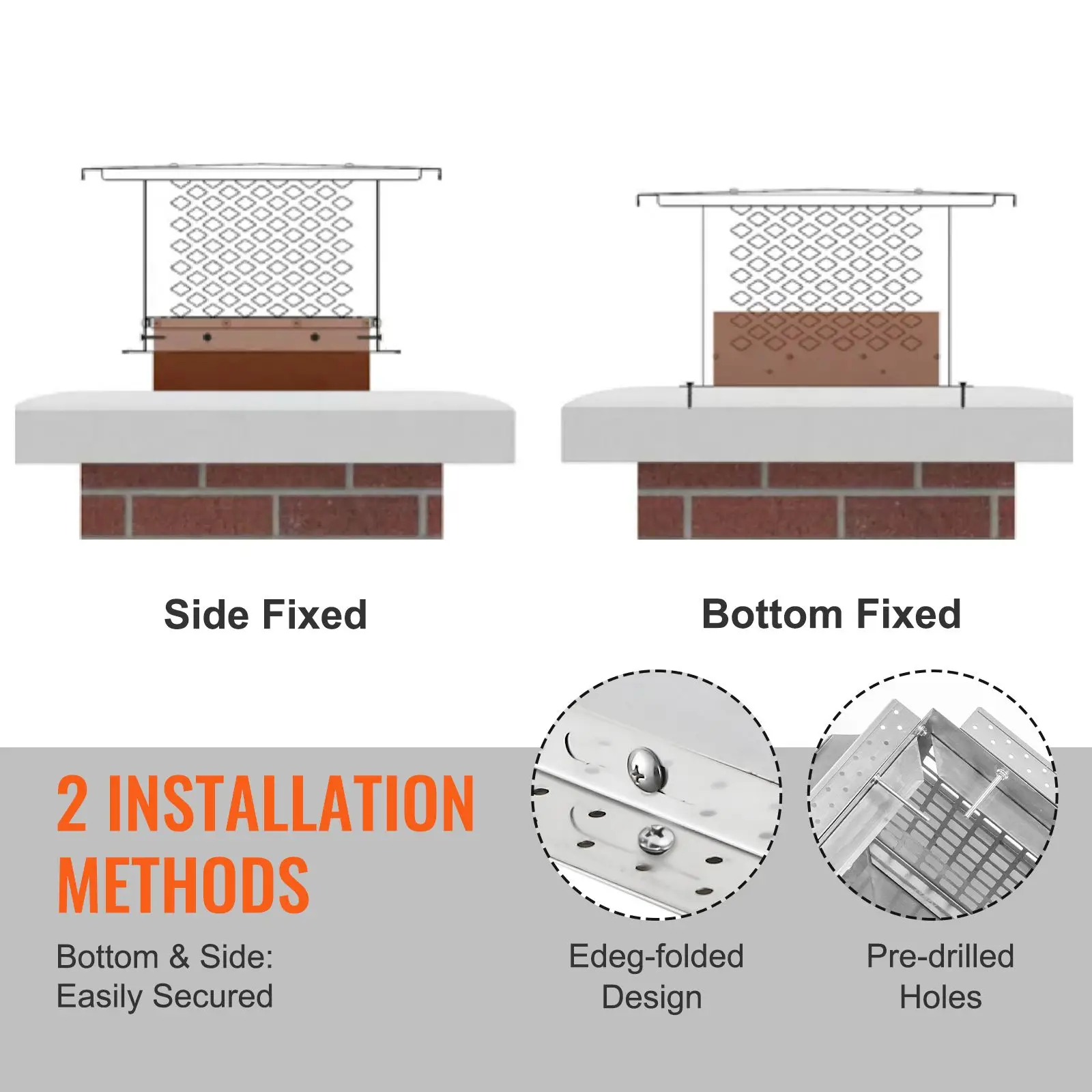 Chimney Cap, 12 x 12 inch, 304 Stainless Steel Fireplace Cover, Not Easily Toppled & Practical Accessories & Easy Installation