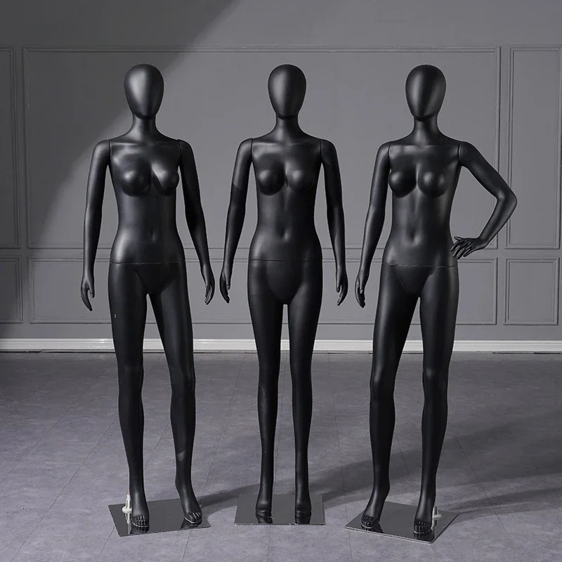 

Mannequin Props Female Full Body Human Dummy Black Gold Face Hollow Mannequin Women's Clothing Store Clothes Display Stand