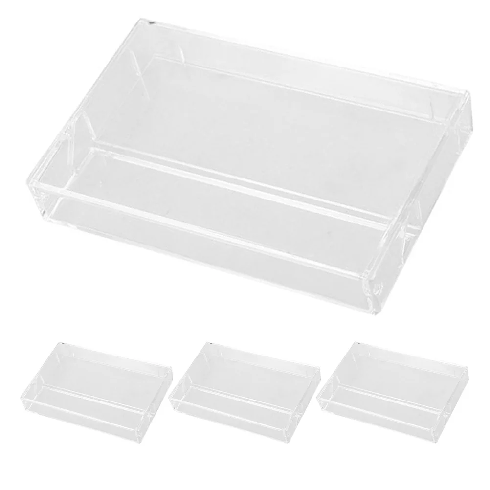 

4Pcs Retro Cassette Tape Organizer Clear Plastic Storage Box Music Tape Case Holder for Office Home Use Cassette Box