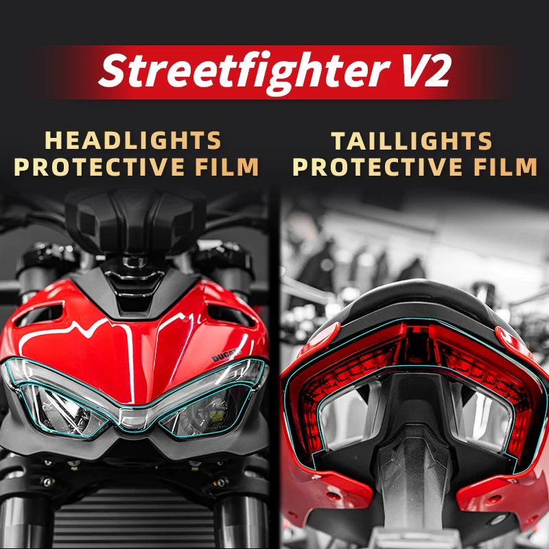 

For DUCATI Street Fighter V2 Of Headlights And Taillights Transparent Protection Film High TPU Material Of Motor Bike Accessorie