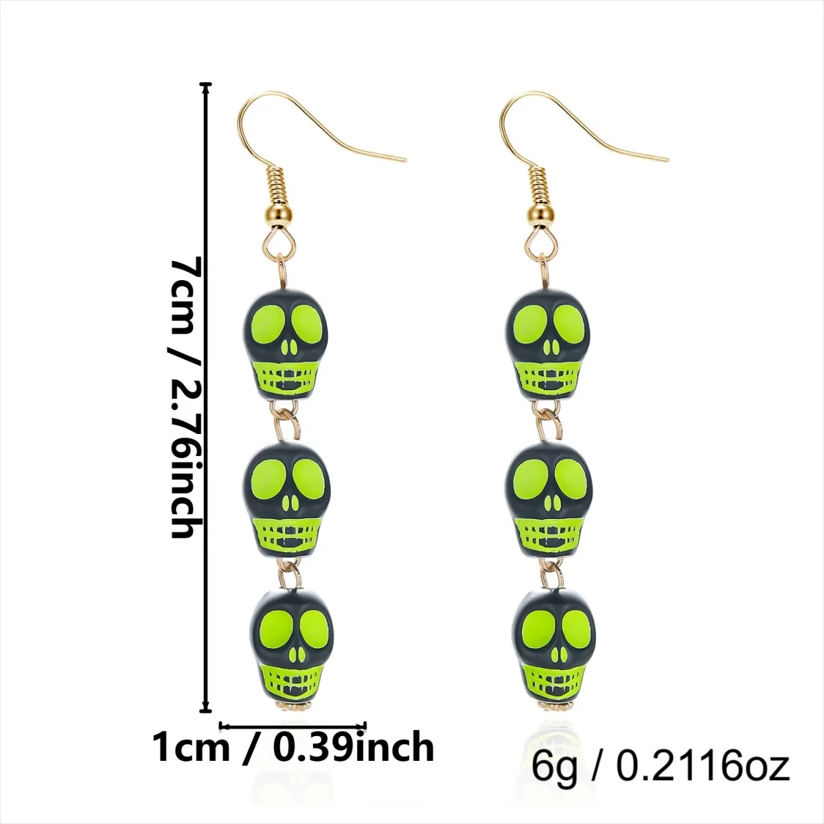 Lila-schwarze, dreifach stapelbare Totenkopf-Ketten-Ohrringe für Damen, Halloween, Gothic, cool, Skelett-Kopf-Ohrringe, Party-Schmuck – Detail 34