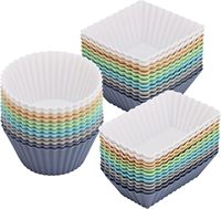 12pcs/Set Silicone Cake Mold Round Shaped Muffin Cupcake Baking Molds Kitchen Cooking Bakeware Maker DIY Cake Decorating Tools