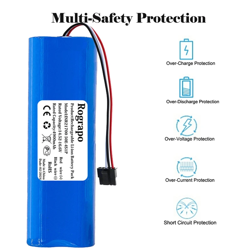 New 4900mAh 4INR22/71 INR21700 50E-4S1P-CRL200S+ Robot Battery For Xiaomi Robot Vacuum Mop Viomi V3