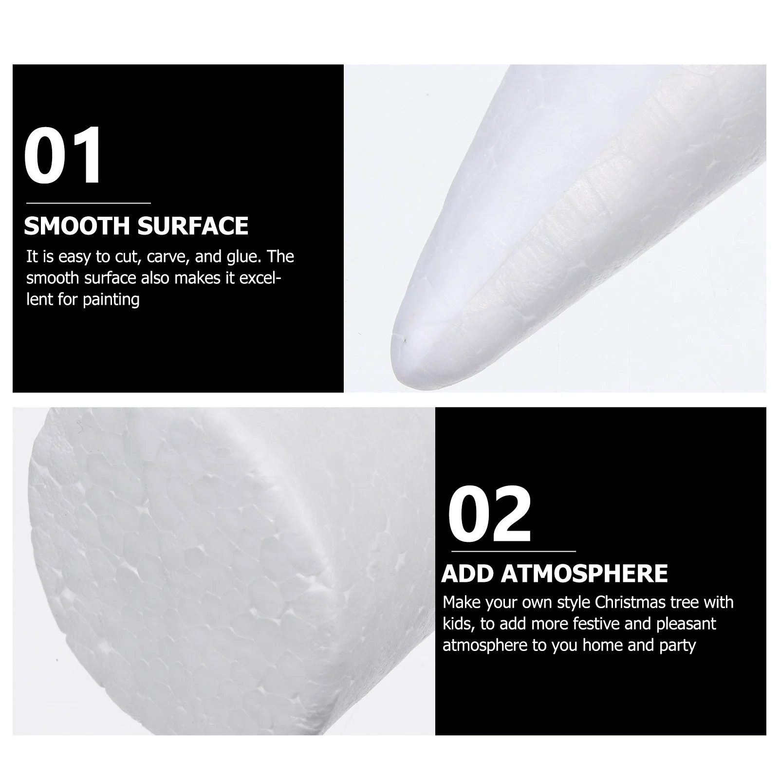 

24Pcs Christmas DIY Cones White Foam Craft Accessories Easy to Cut Carve Glue Paint for Children Handmade Tree Decorations