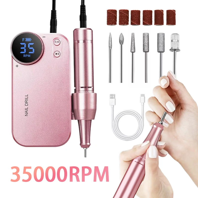 

Nail Drill Machine Professional Portable Electric Nail Drill Machine Home Salon Acrylic Gel Polish Rechargeable Nail Tool