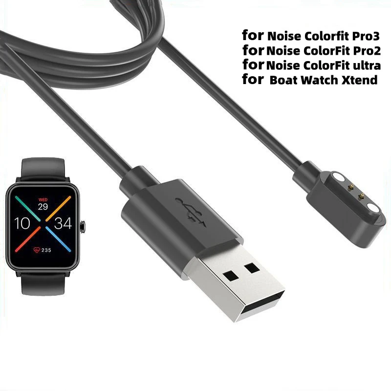 

For Noise Colorfit Pro3/2 / ultra for Boat Watch Xtend Charging Cable TPE Braided Cord Smart Chip Safe