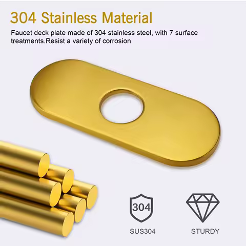 1PC Faucet Plate Hole Tap Cover Deck Plate Stainless Steel Bathroom Kitchen Sink for Most Single Hole Faucet Faucet Deck Plate