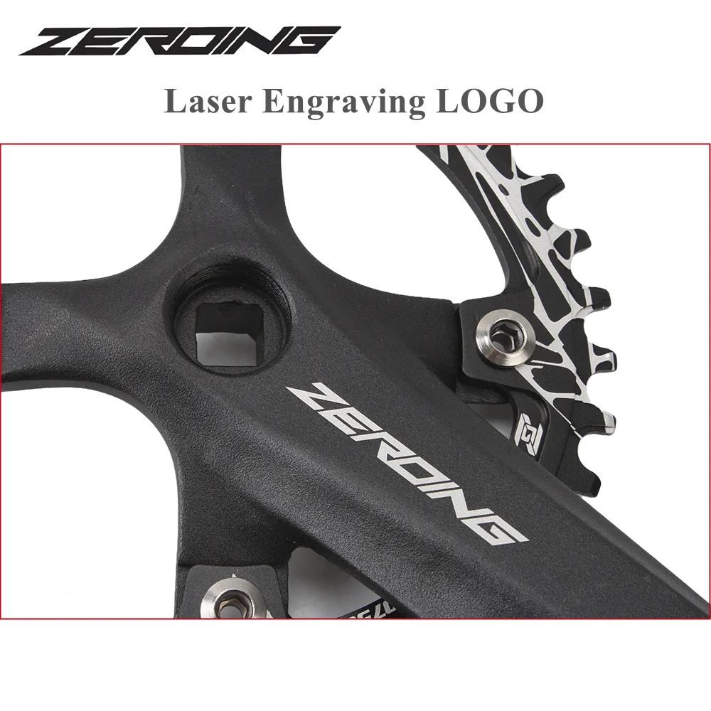 ZEROING Bicycle Crankset 104BCD Mountain Bike Square Hole Crank 170mm Narrow Chainrings 32T 34T 36T 38T Sprocket MTB Crankset