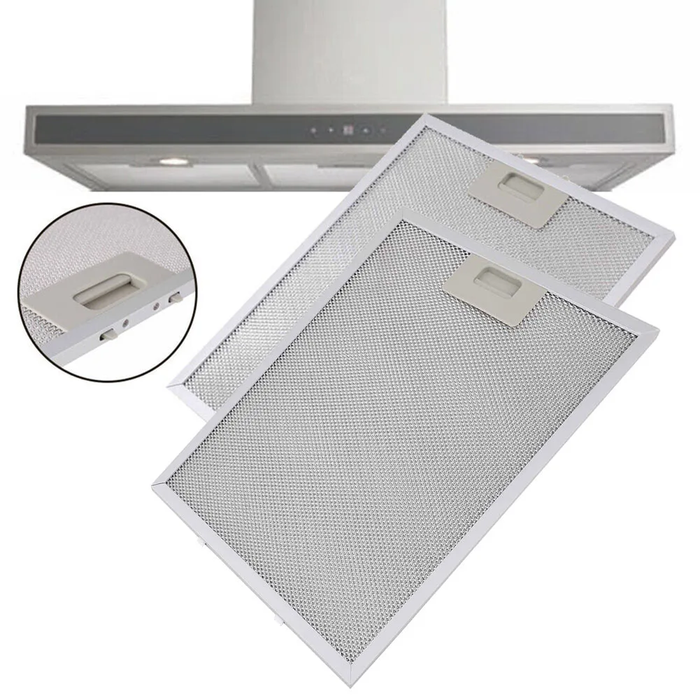 Pack of Two Metal Extractor Filters for Range Hoods Efficient Grease Capture and Airflow Maintenance Size 300 x 240 x 9mm