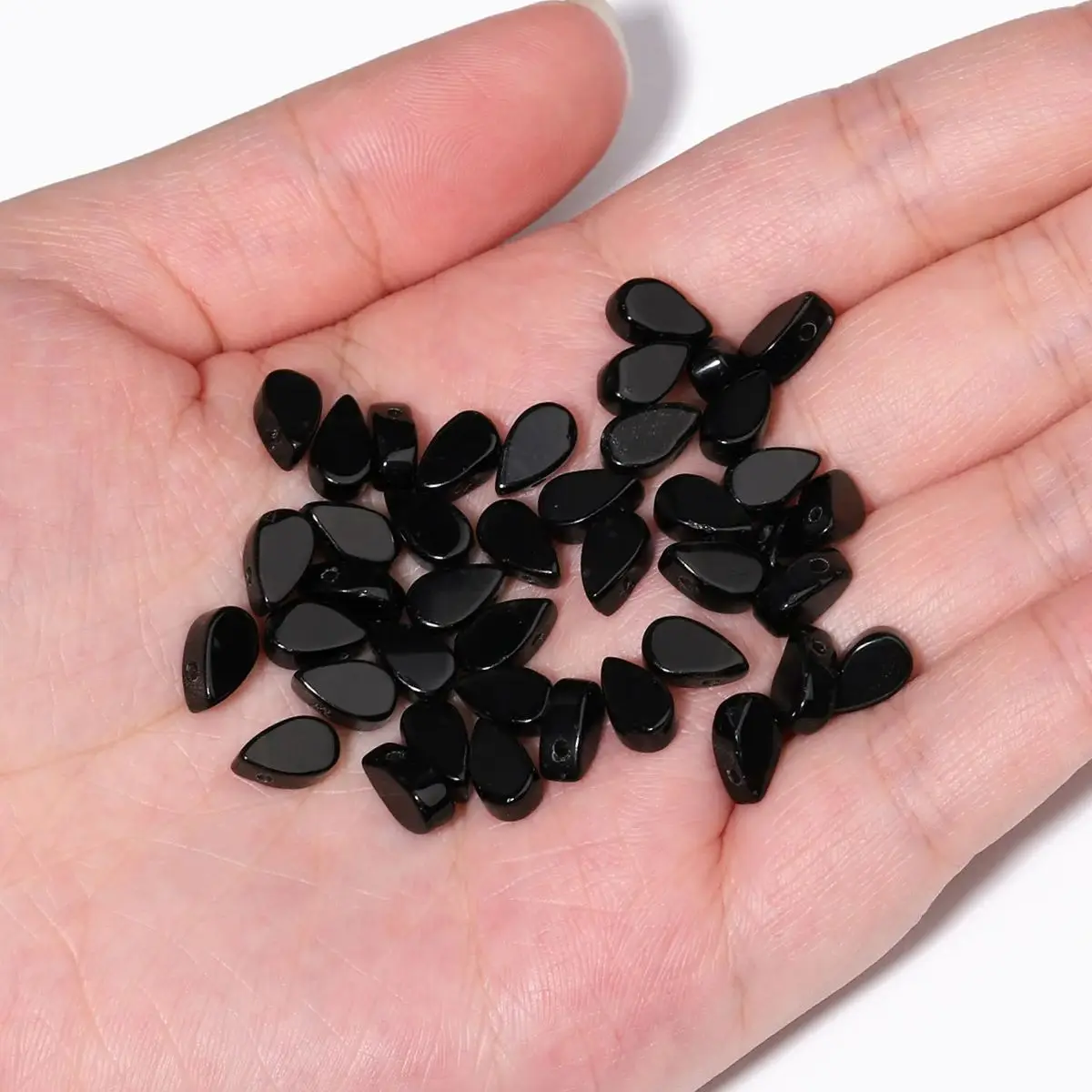 9x5.5mm Water Drop Shape Natural Black Onyx Stone Bead For DIY Jewelry Making Craft Necklace Bracelet Charms Pendant Accessories