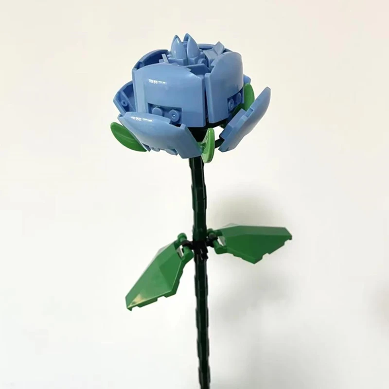 DIY blaue Rosen Pflanzen Frieden und Hoffnung Valentinstag Gärten Bausteine klassische Modell Ziegel Kinder setzt Kits Spielzeug