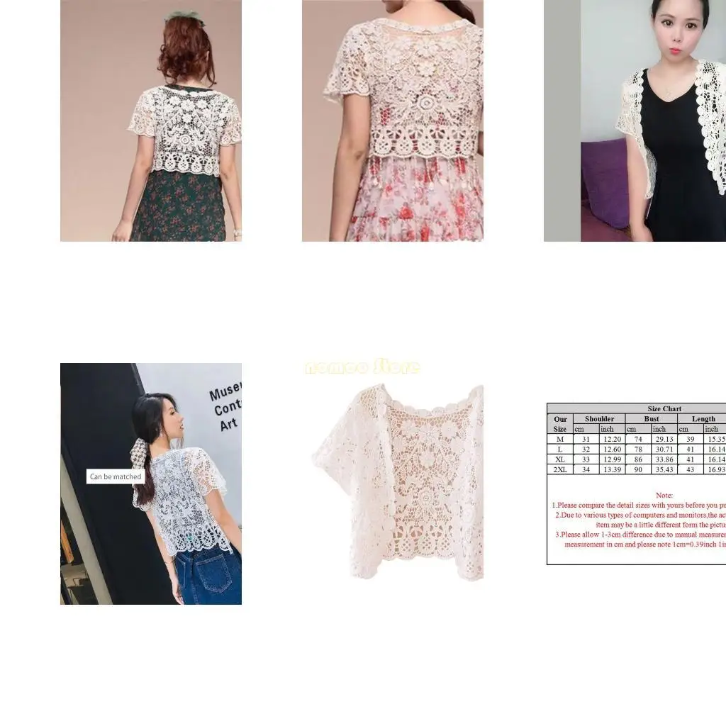 

31BF Women Floral Lace Short Sleeve Shrug Open Front Crop Jackets for Evening Dresses