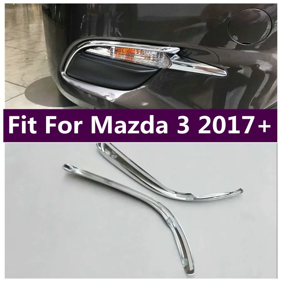 

ABS Chrome Front Bumper Fog Lights Lamps Eyelid Decoration Panel Strips Cover Trim Car Accessoreis Fit For Mazda 3 2017 2018