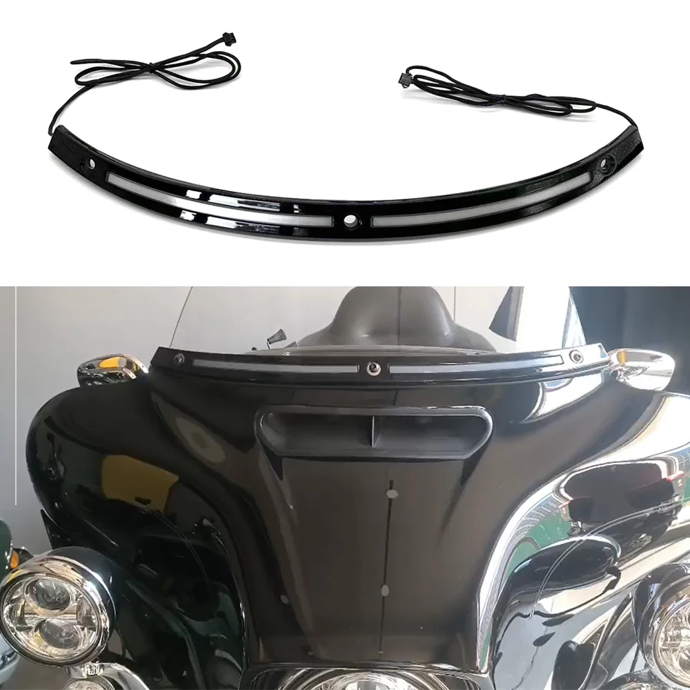 Motorcycle Windshield Trim Light With Gentle Grow For Harley Davidson Touring 2014-2023 Aluminum Alloy