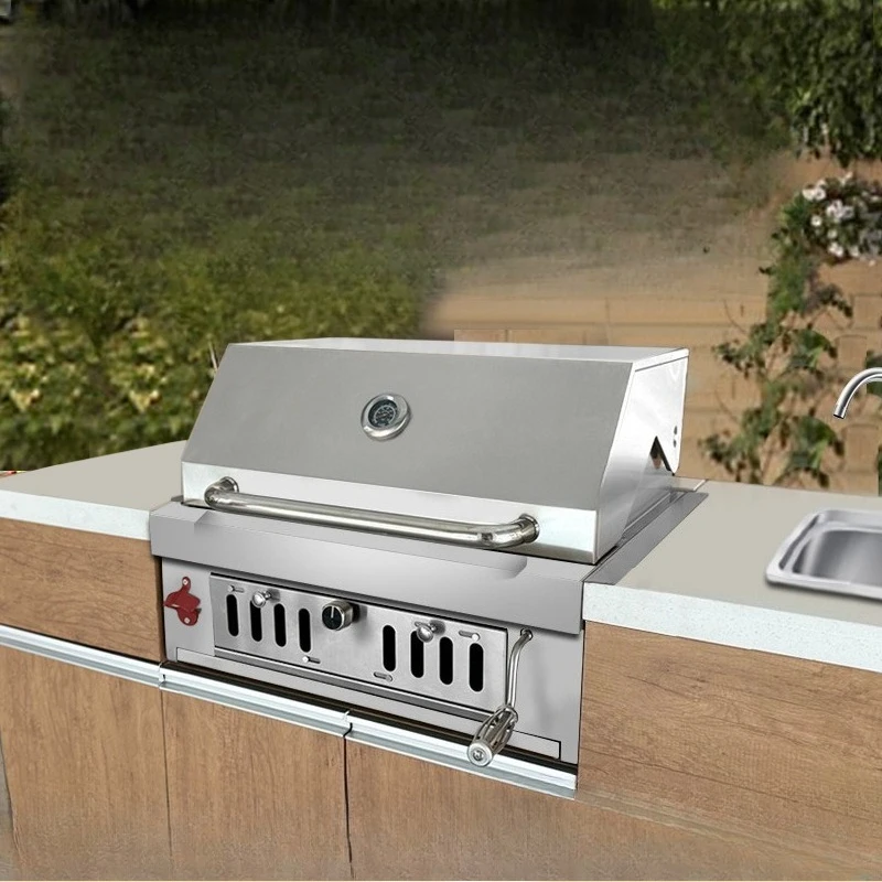 

Built-in grill, outdoor patio grill, household stainless steel charcoal grill
