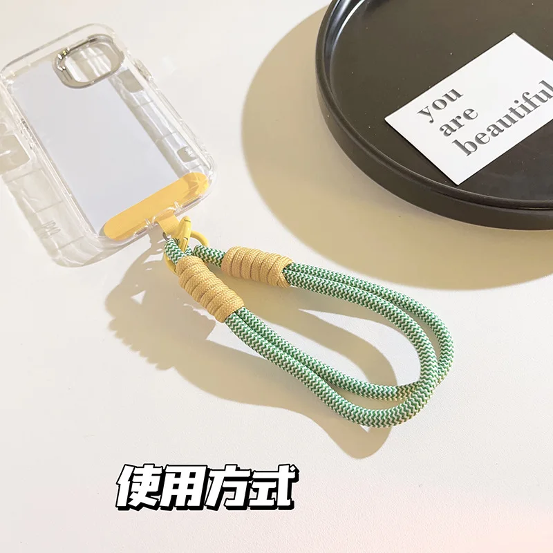 Creative Mobile Phone Lanyard Woven Wristband Short Hand Rope Lanyard Ccd Camera Clip Double Chain Keychain Phone Strap