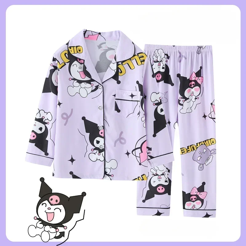 Sanrio giada cannella cane autunno nuovi pantaloni a maniche lunghe pigiama da donna per bambini pigiama di seta set loungewear casual da donna