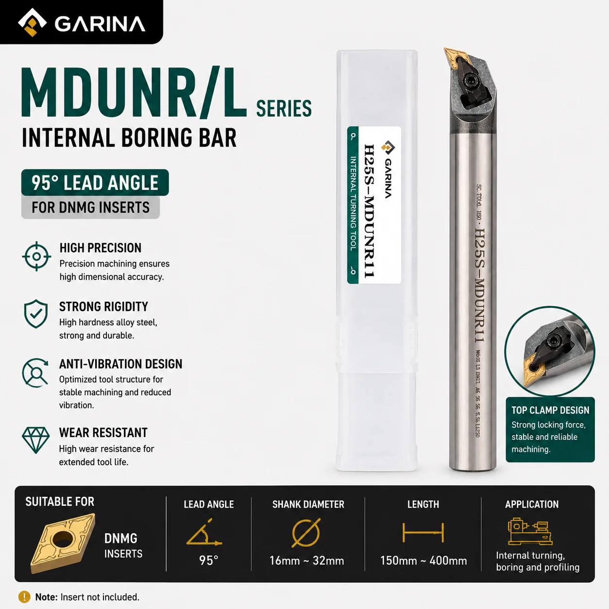 MDUNR MDUNL Internal Boring Bar CNC Lathe Turning Tool Holder for DNMG Insert Anti Vibration
