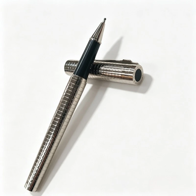 Bild 3: Jinhao Karierter Metall-Kugelschreiber mit Elegantem Edelstahl-Design, Schwarzer 0,5mm Stift, Bürozubehör, Geschenk