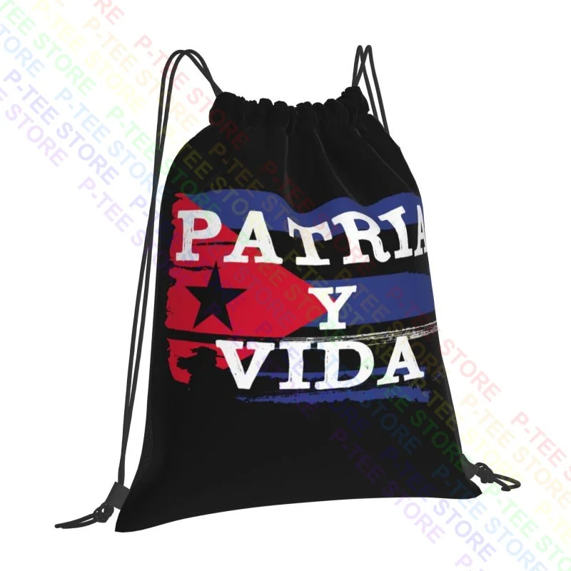 Patria Y Vida, Fight For Cuban Freedom Drawstring Bags Gym Bag Travel Beach Bag Gym Tote Bag Outdoor Running