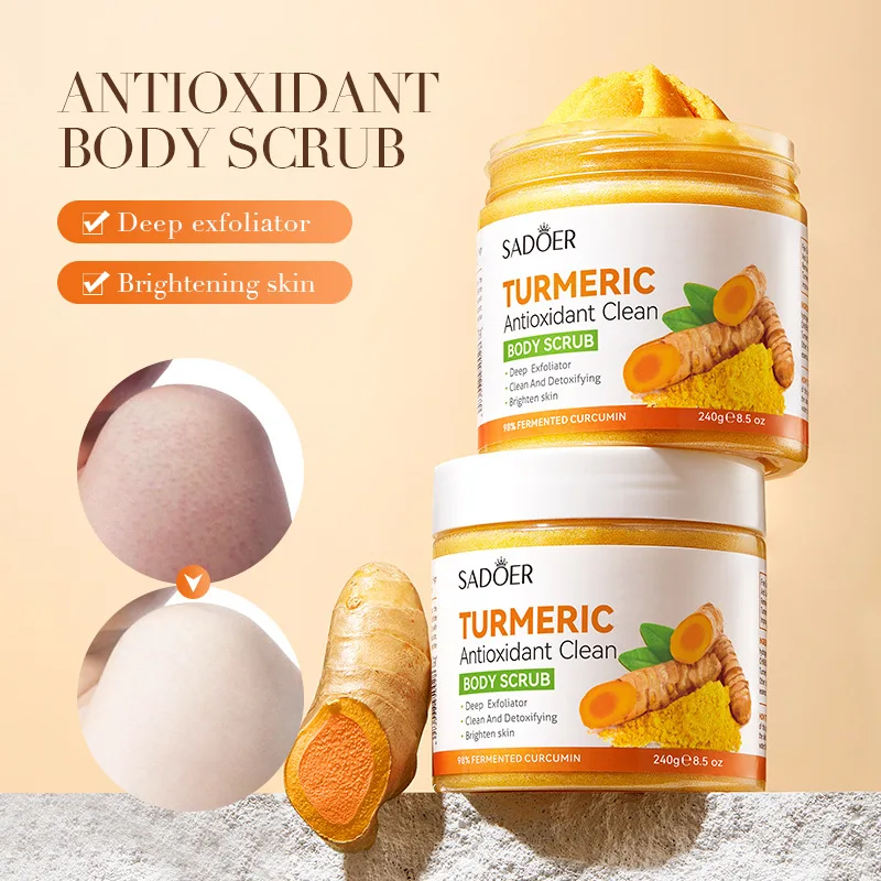 SADOER Turmeric Body Scrub Exfoliating Cleanses Pores Improve Skin Roughness Strengthen Skin Barrier Relieve Dryness