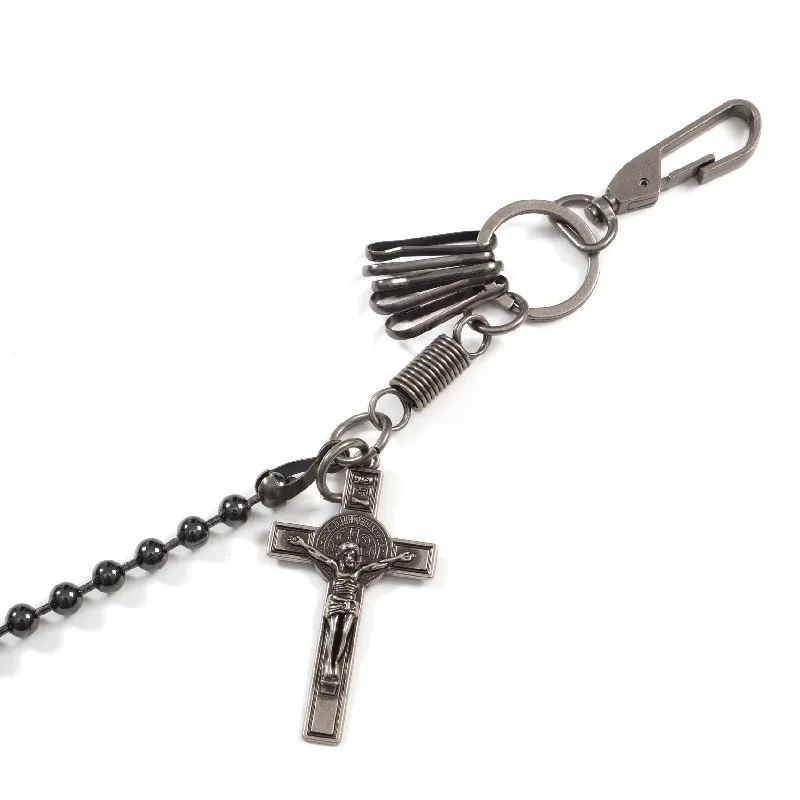 Round Bead Shape Cross Punk Pants Chain Mens New Style Black Gun Plated Metal Accessories Anti Theft luxurious Wallet Chain