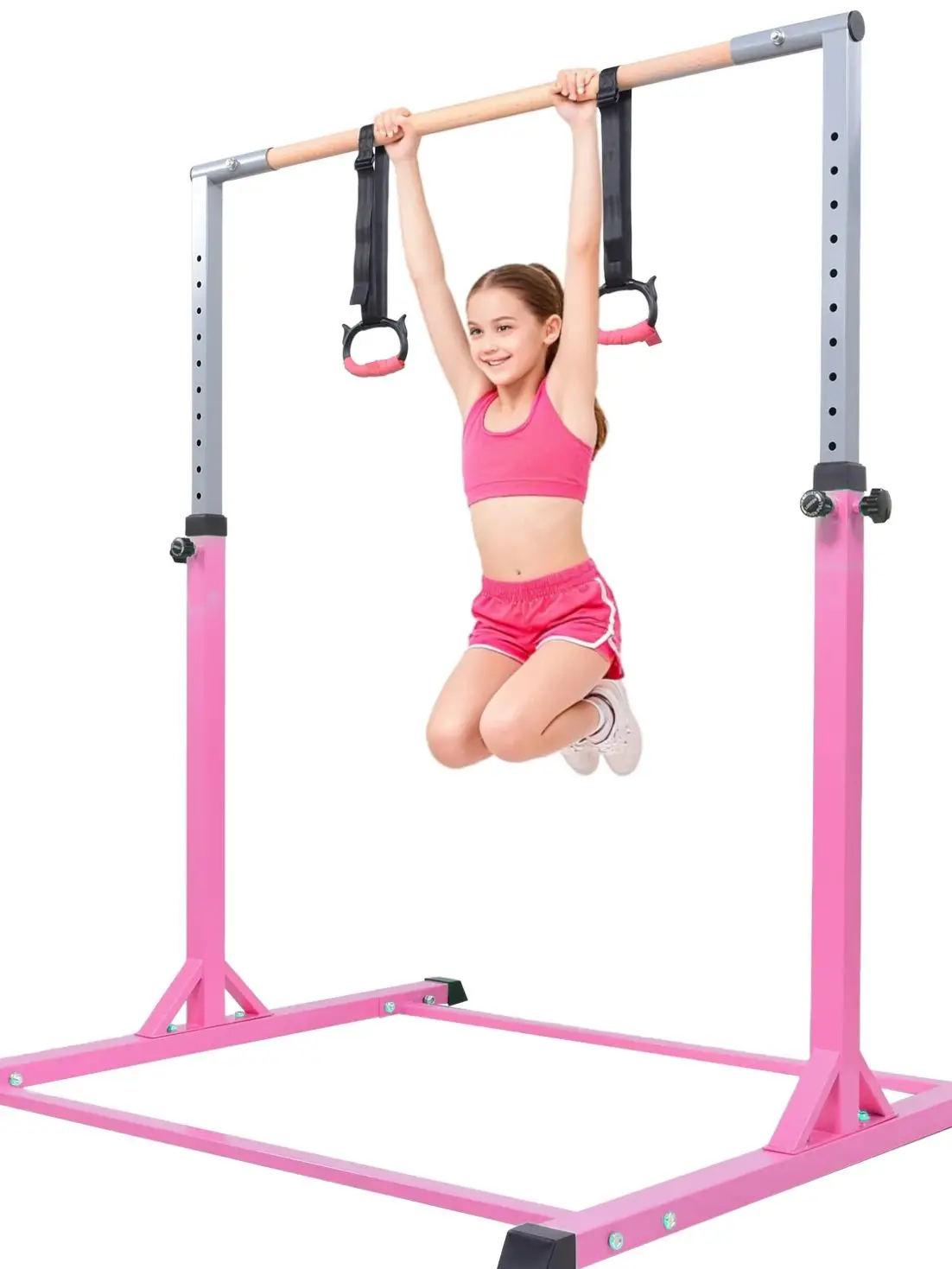 Roze Gymnastiekrekken Kinderen Aaprekken Opvouwbaar 13 Verstelbare Hoogtes Kinderspeelgoed Binnen Buiten Gymnastiekrekken - afbeelding 2