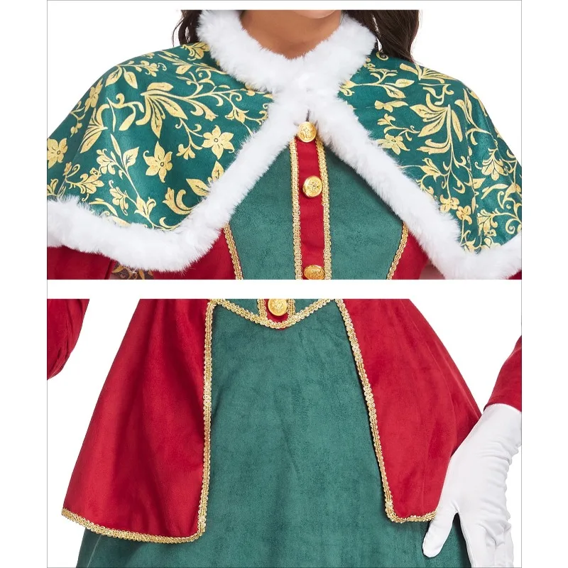 

Halloween Cosplay Costume Medieval Queen Dress Shawl Crown Gloves Suits Retro Theme Party Role Playing Outfits for Adult Women