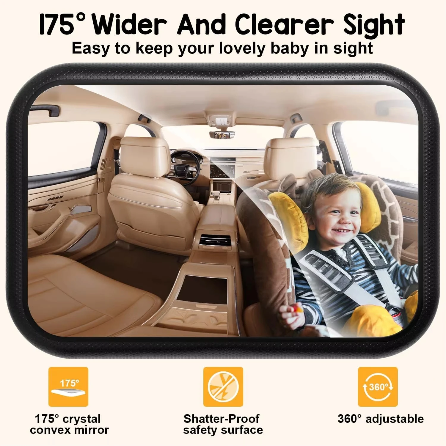 Rotatable Baby Car Mirror Headrest Mount Rear Facing Child Safety Seat Observation Monitor Interior Infant Safety Accessories