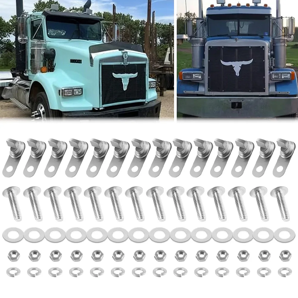 

Комплект крепежа для противомоскитной сетки и зимнего экрана из нержавеющей стали 75704-1 для Peterbilt 357, 375, 377, 378, 379 1986-2007 гг.