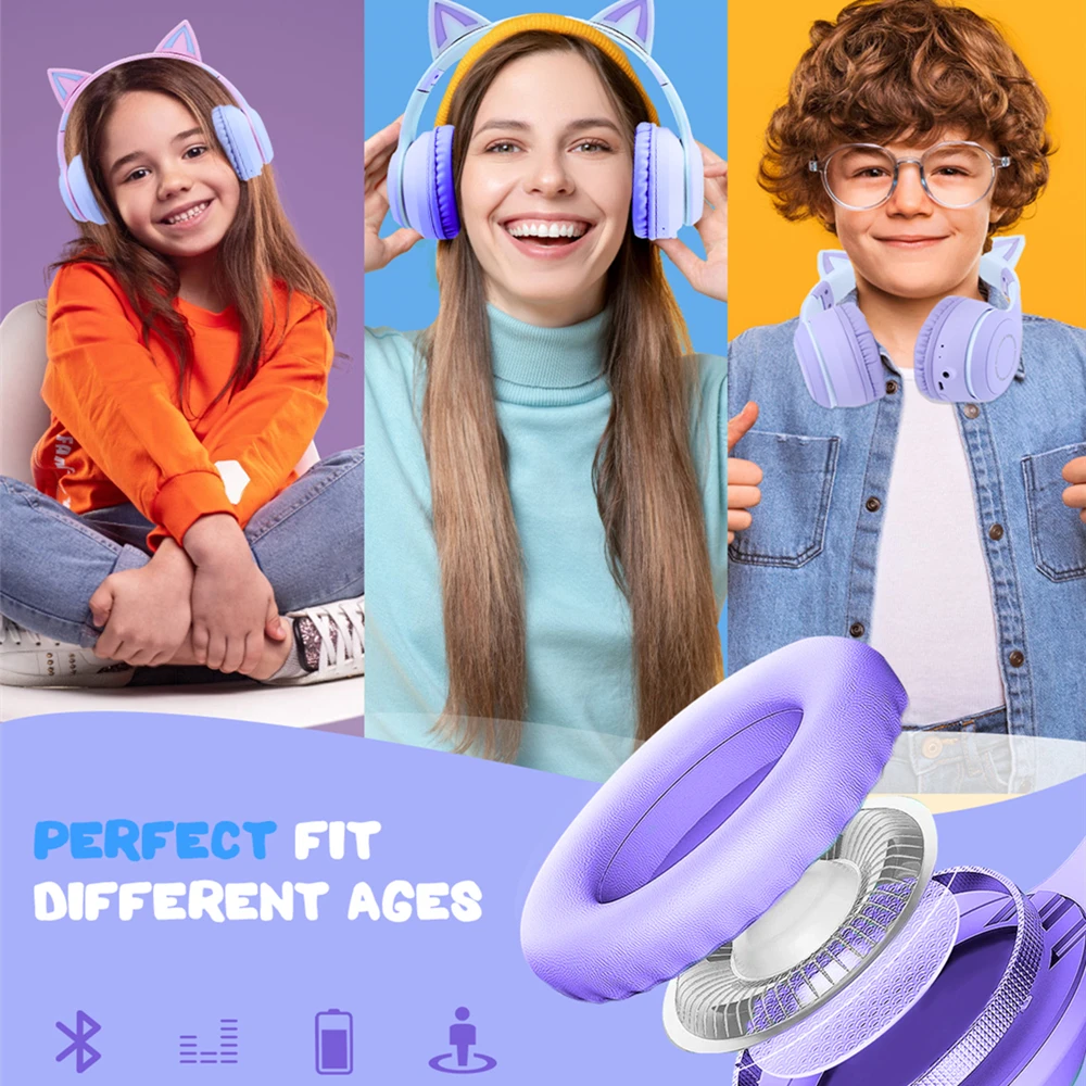 Meredekség színben ledes Cica Fül Bluetooth Szikratávirát Fejhallgató aranyos Cica Fül headphone Játék headse majd Ribillió cancelling headse RGB