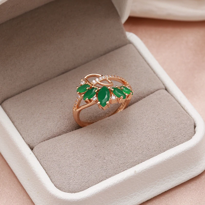 SYOUJYO Dark Green Zircon Brass Rings For Women Spring Outdoor Luxury Jewelry