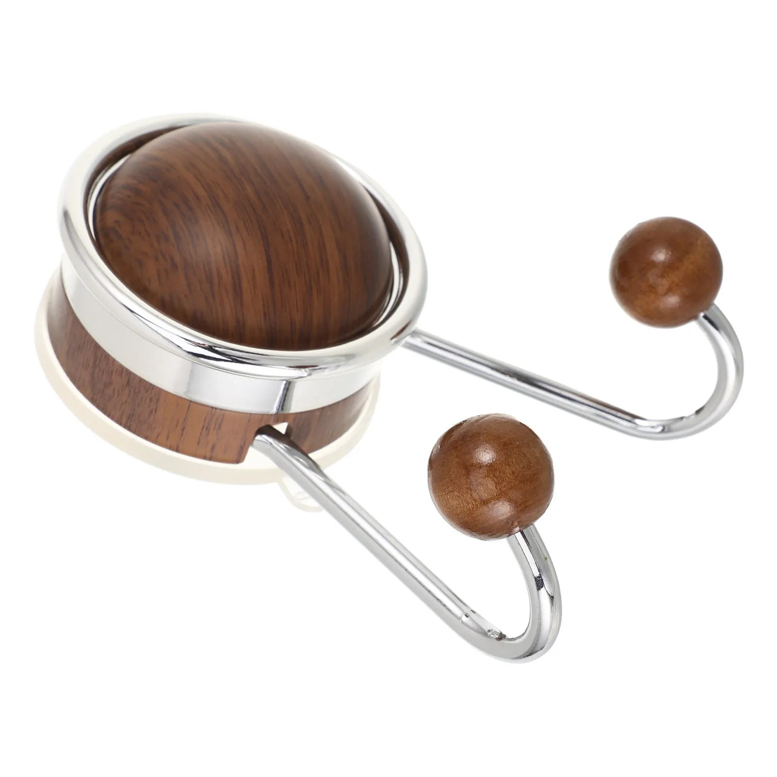 Double Hook Wood Grain Suction Cup Hook No-Drill Multipurpose Kitchen Bathroom Waterproof Reusable Storage Hanger view 5