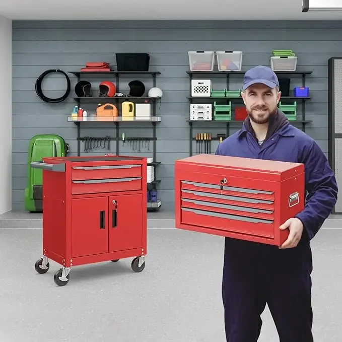 Large Rolling Tool-Chest with 6 Drawers Heavy Duty Tool-Cabinet on Wheels Lockable and Lock System for Garage Workshop