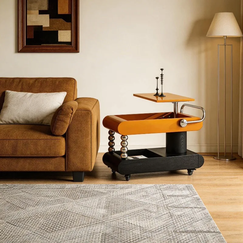 Italian minimalist multi-functional trolley, side few small apartments, living room, household square storage