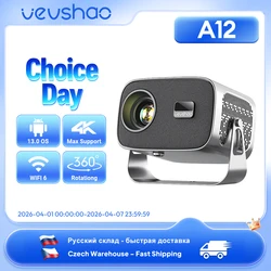 VEVSHAO A12 Projector Mini Portable  LED Video Android 13.0 WIFI 6 Mirror SmartPhone for 1080P 4K Video Home Cinema Projector