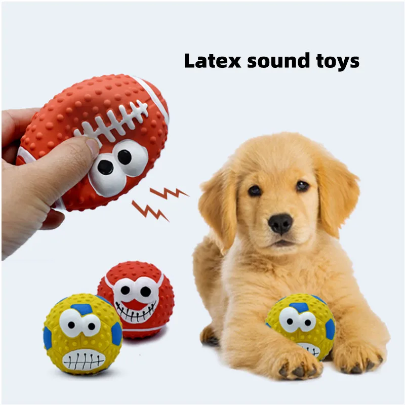 Squeaky Dog Rubber Toys Dog Latex Chew Toy Ball Shape Bite Resistant Puppy Sound Toy Dog Supplies For Small Medium Large Dog