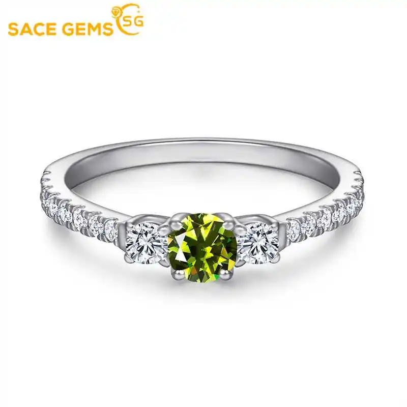 

SACE GEMS GRA Certified 4mm Moissanite Ring VVS1 Lab Diamond Solitaire Ring for Women Engagement Promise Wedding Band Jewelry