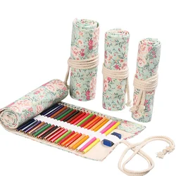 12/24/36/48/72 Hole Colorful Cloth Pencil Case Stationery Pencil Storage Bag Pencil roll School Student Supplies Paint Brush Bag