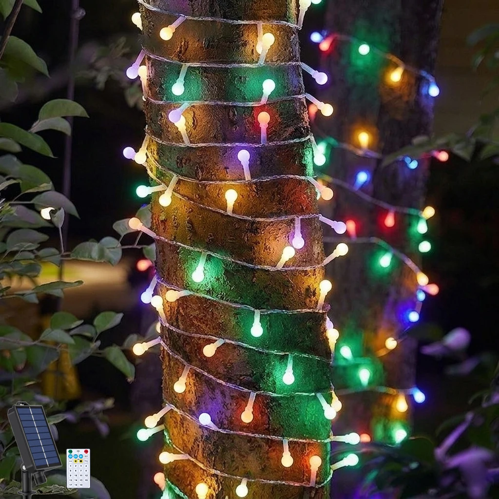 

Солнечные гирлянды Macaron в форме вишневых шаров, USB-перезаряжаемые, 11 режимов, плавная регулировка яркости, для балкона, патио, спальни, свадебного декора