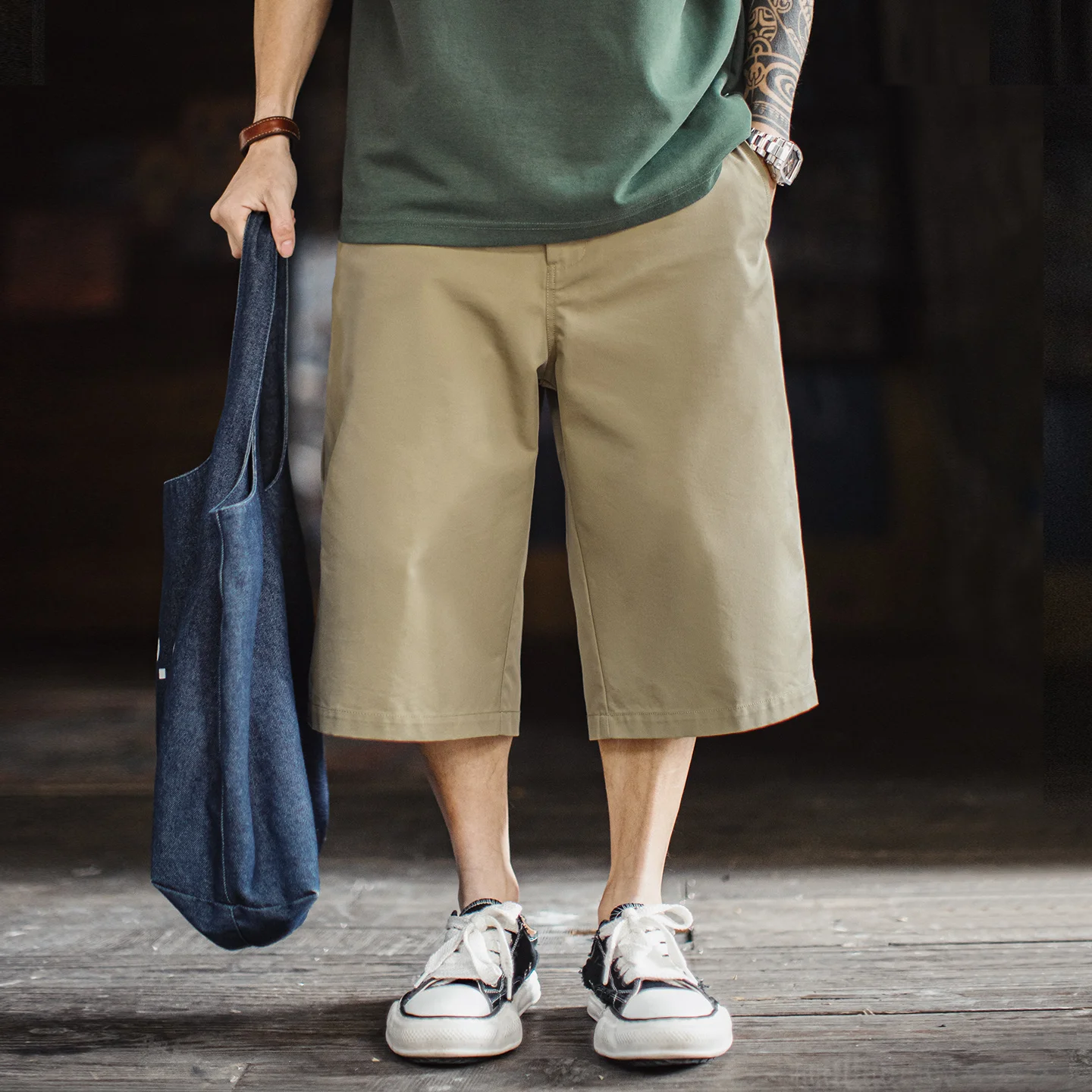 

Мужские шорты Maden 718 свободного кроя с прямыми штанинами, на молнии, однотонные, повседневные, для работы, в японском стиле, летние брюки