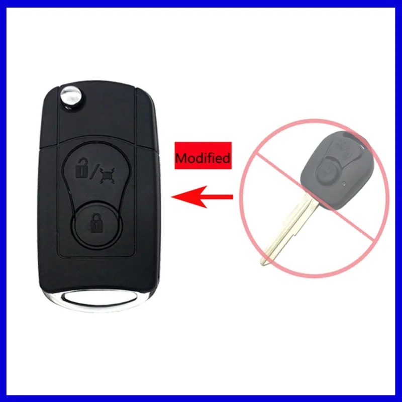 DUDELY 2 Buttons Modified Flip Folding Remote Car Key Case For SsangYong Actyon Kyron Rexton Key Shell Case Blank Uncut Blade