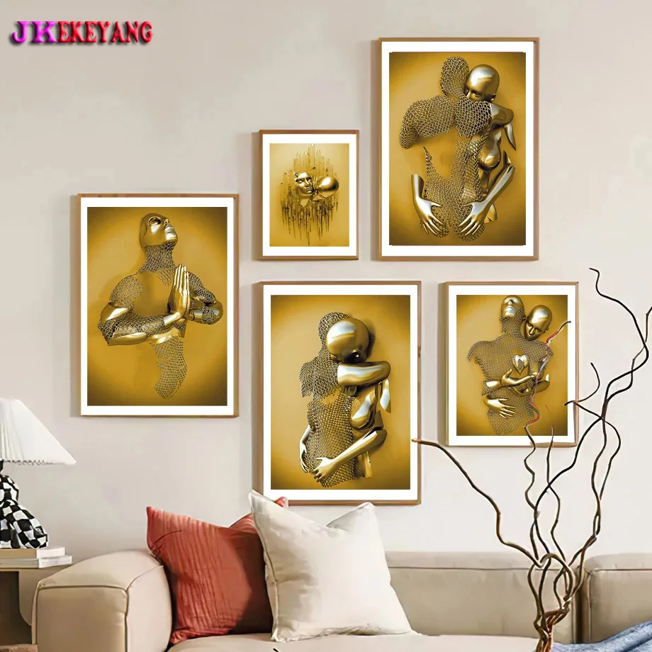 5D Diy Diamond Embroidery Modern Lovers Sculpture Diamond Painting Living Room Decor Nordic Style Y4942