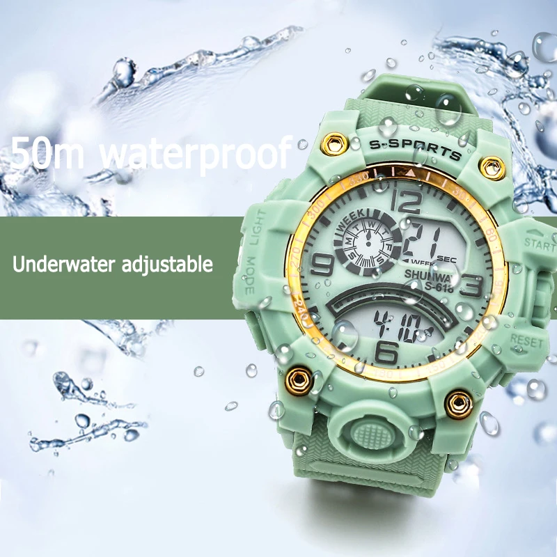 AL-73Eine koreanische Version einer elektronischen Mädchenuhr mit einer frischen, schlichten und eleganten, sportlichen, wasserdichten Uhr