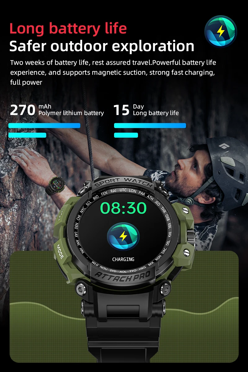 LOKMAT Фирменная Новинка ATTACK Pro Спортивные Смарт-часы Bluetooth Calls Часы 5ATM Водонепроницаемый Фитнес-трекер Монитор Сердечного ритма 2023