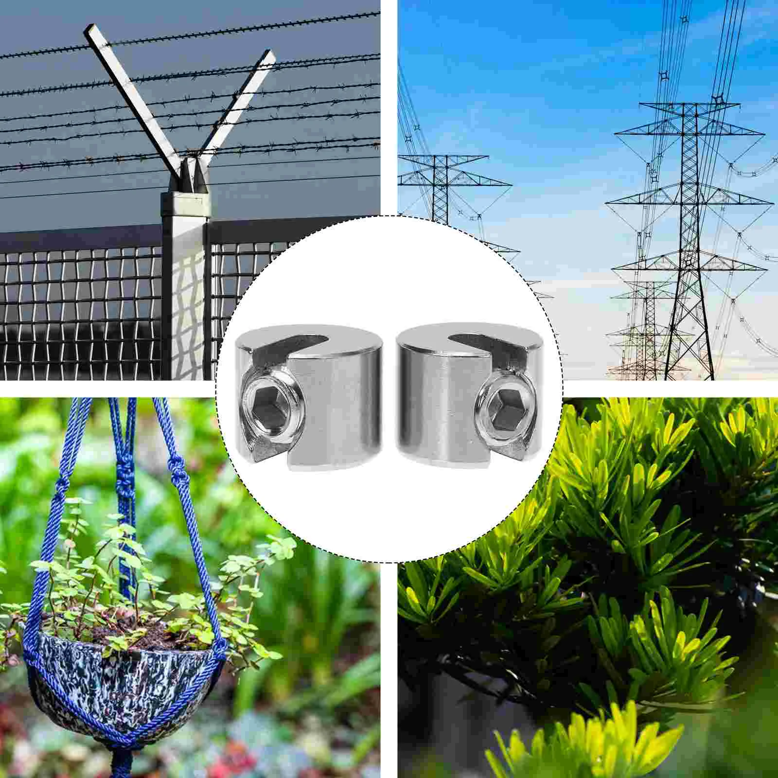 2 Pcs Wire Rope Clamp Steel Supports Fasteners for Brackets Cable Clip 316 Stainless Hangers