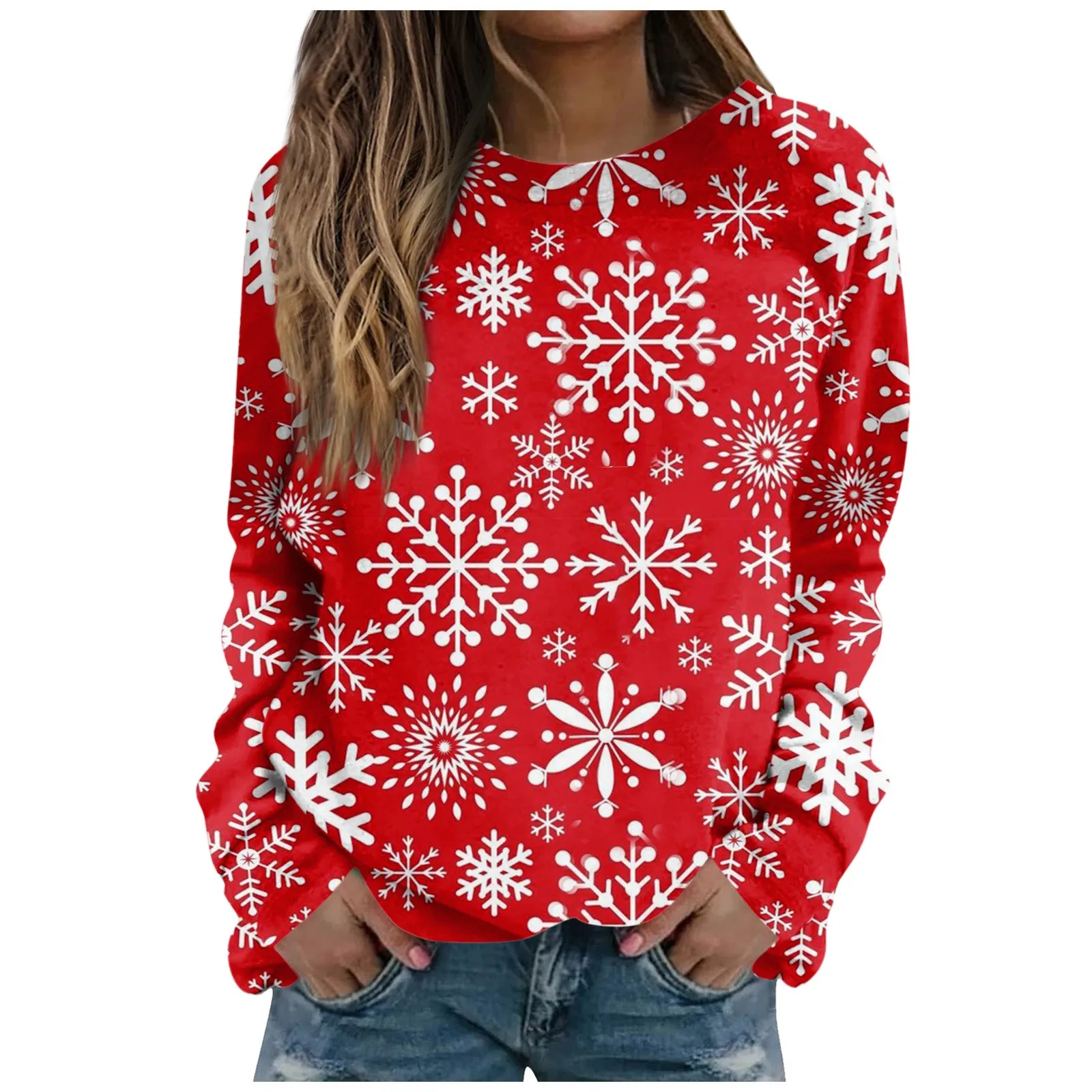 2023 New Winter Christmas Women Knitting Sweaters Deer Print Jacquard Knitwear Long Sleeve O Neck Pullover Top Oversized Clothes