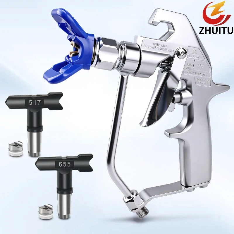 Airless Paint Spray Gun 5000PSI High Pressure Airless Sprayer Gun With 517 655 Nozzle Tip Guard For Wall Painting Spraying Machi